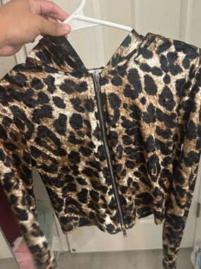 American Eagle Outfitters Leopard Print Bomber Jacket - Brown/Black